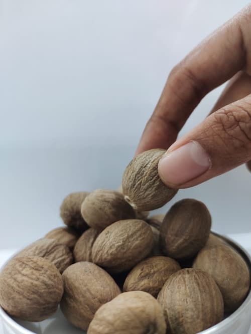 Close-up of nutmeg seeds